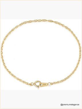 Dainty 14K Gold Rope Bracelet Hypoallergenic Non-Tarnish Minimalist Layering